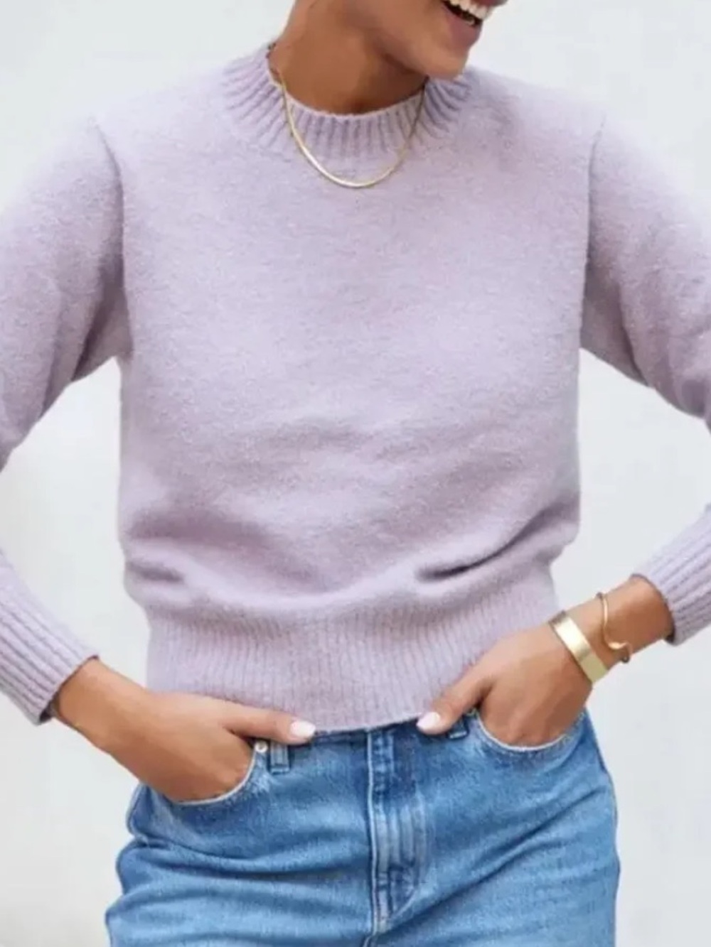 AYR The Little Joy Purple Mist Organic Cotton Crewneck Sweater Size Small